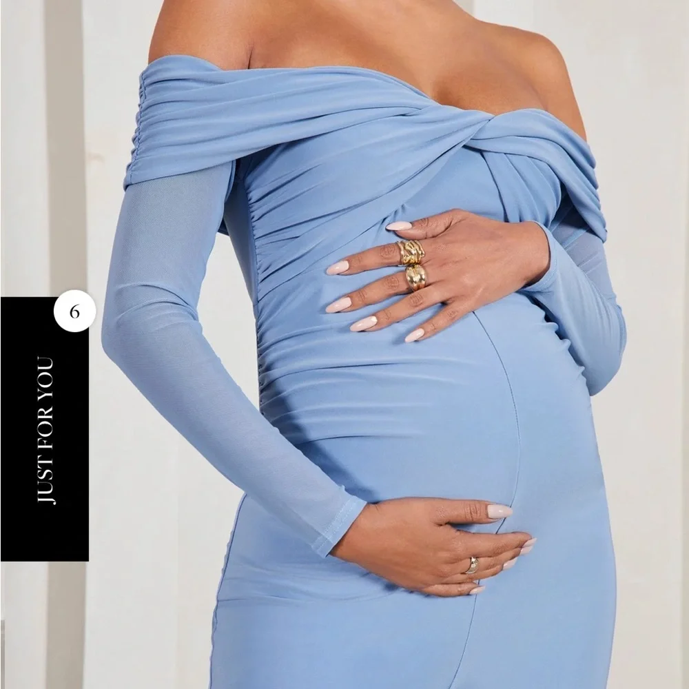 Blue Maternity Jumpsuit - Picture 4 of 6